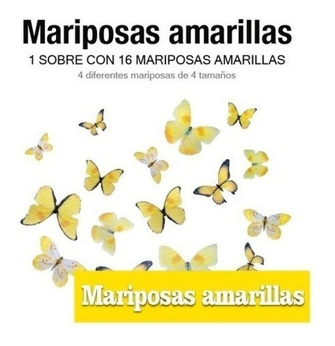 16 Mariposas Comestibles Amarilla Para Decoración De Postres