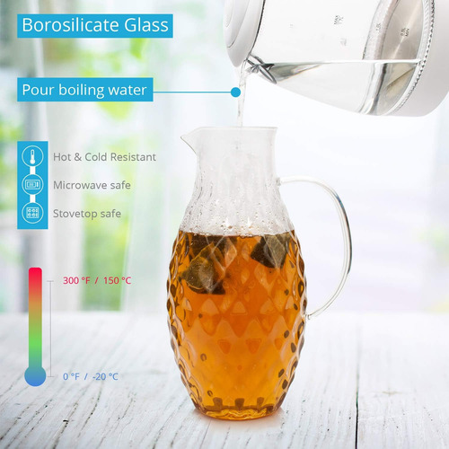 Large Glass Pitcher With Lid And Spout - 100 Ounces Big Cold