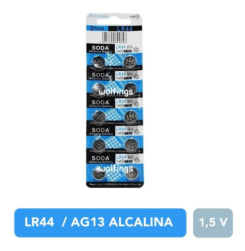 10 Pilas Boton Alcalinas Lr44 Ag13 A76 357 1,5v Soda Luces