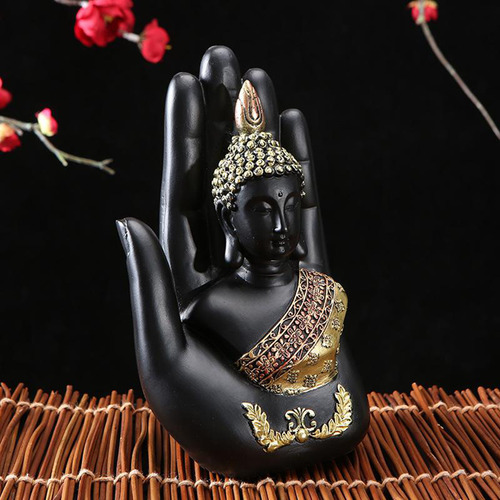 Buda Negro Sentado Estatua Tíbet Budista Escultura