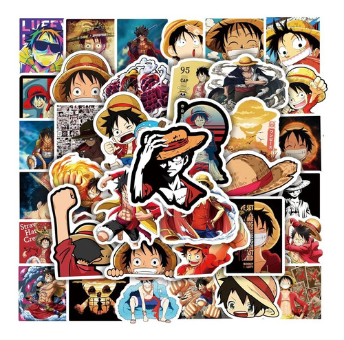 Stickers One Piece Luffy 50 Calcomanias De Pvc Vs Agua