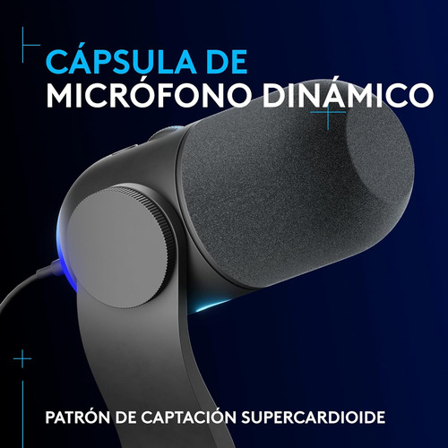 Microfono Blue Yeti Gx Rgb Usb Black Streaming Lightsync