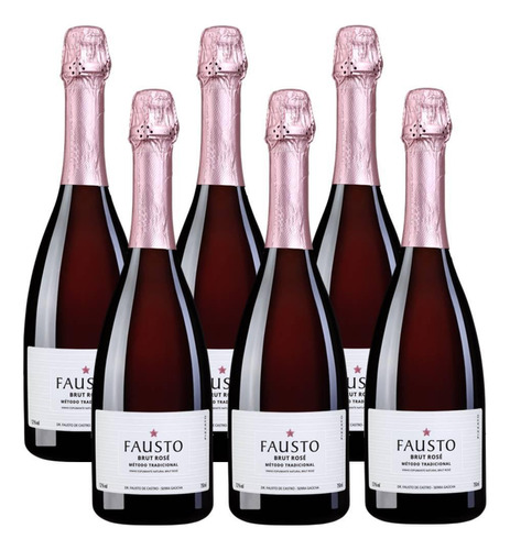 Kit 06 Unidades Espumante Fausto De Pizzato Brut Rosé 750ml