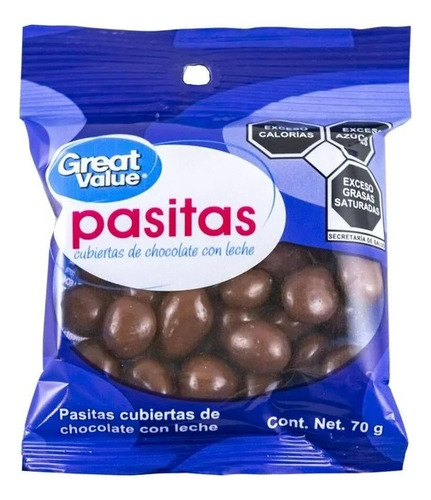 Pasitas Cubiertas Con Chocolate Great Value 70 G
