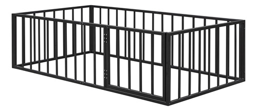 Twin Size Metal Versatile Floor Bed Frame With Door And Safe