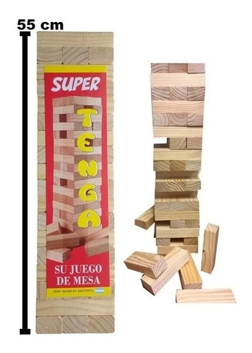 Imagen 1 de 2 de Jenga Gigante 54 Piezas 58 Cm Yenga Tenga Torre Diverti Toys