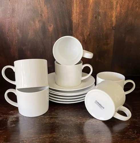Juegos De Tazas Blancas 12 Pzas
