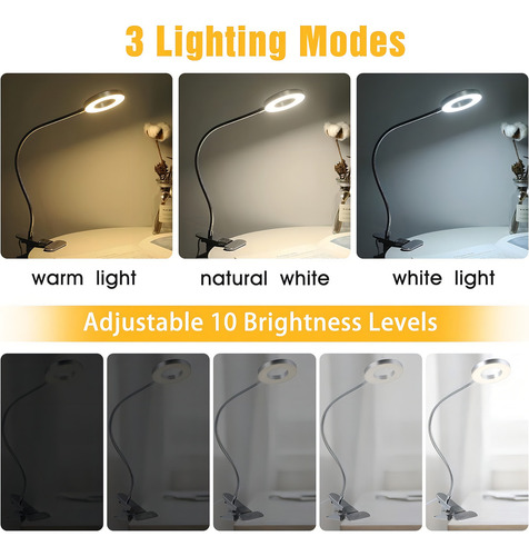 Lámpara Led Recamara Escritorio Lectura Ajustable Flexible Color de la estructura Plata