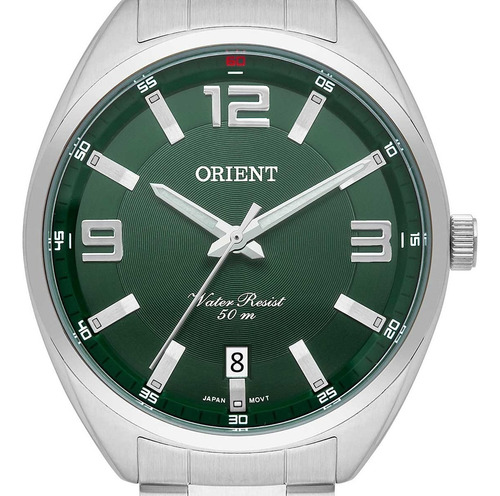 Relógio Masculino Orient Original Com E Cor Da Correia Prateado Cor Do Bisel Prateado Cor Do Fundo Verde