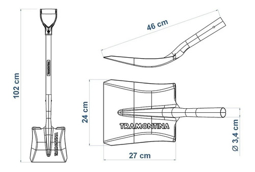 Imagen 6 de 10 de Kit Combo De Jardineria Tramontina Pala Punta + Pala Ancha