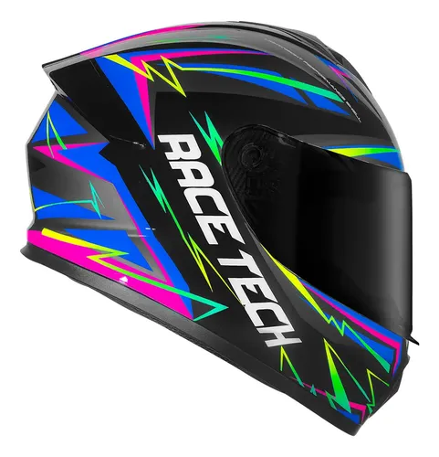 Capacete Race Tech Hit Spark Preto Acabamento Brilhante Tamanho D...