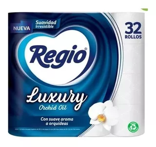 Papel Higiénico Hojas Dobles Regio Luxury Orchid Oil 32 Pack