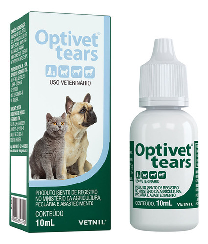 Optivet Tears Colírio Para Cães Gatos Equinos Vetnil 10ml