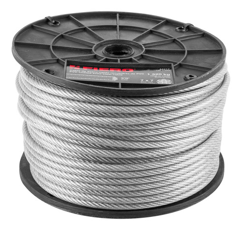 Cable De Acero 3/16' Rígido 7x7 Recubierto Pvc, Carrete 75 M