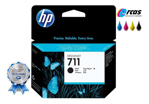 Combo Hp 711 Negro 80 Ml + Colores Originales T120 T520