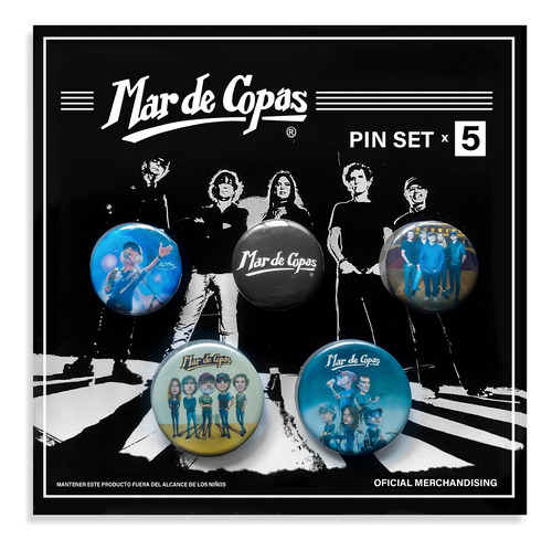 Pin Set X 05,mar De Copas,logo,retrato Wicho,banda,concierto