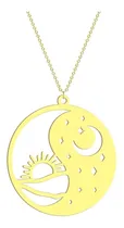 Comprar Collar Luna Creciente Estrella Sol Plata Enchapada Oro 18k