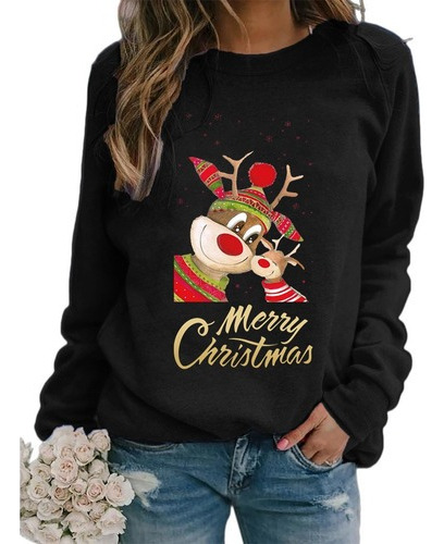 Jersey Con Estampado De Feliz Navidad Para Mujer, Ropa De Ca