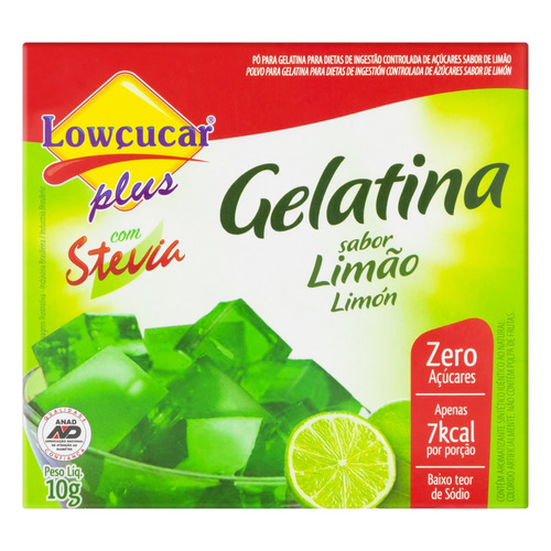 Gelatina em Pó com Stevia Limão Zero Açúcar Lowçucar Plus Caixa 10g