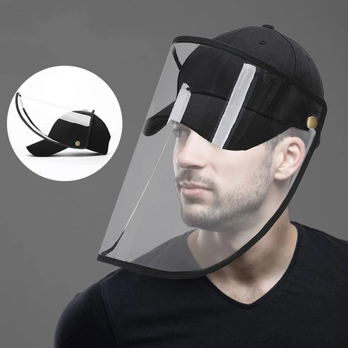 Gorra Con Careta Protector Facial Confortable Seguridad Negr