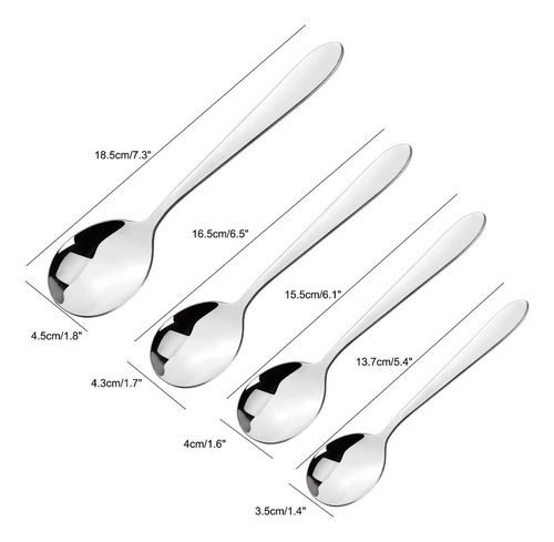 Cucharas De Té Cucharilla Café Metal Plata 4 En 1 Kit