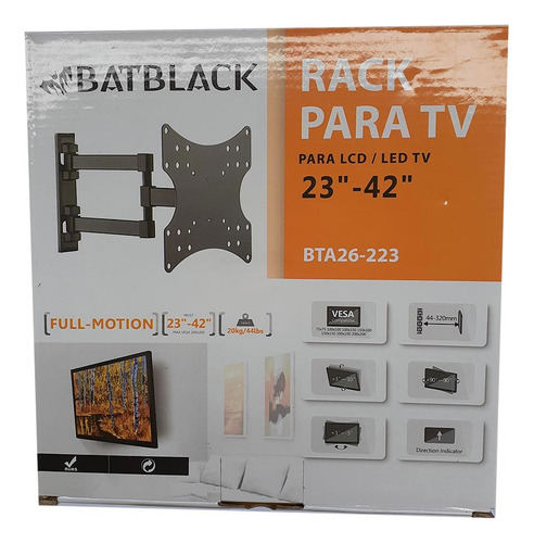 Soporte Rack Tv Lcd, Led 23 - 42 Pulgadas Batblack