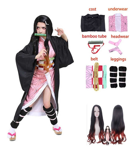Demon Slayer Cosplay Anime Mujer Cosplay Nezuko Kimono Traje | Meses sin intereses Demon Slayer Cosplay Anime Mujer Cosplay Nezuko Kimono Traje | Meses sin intereses