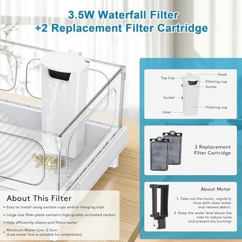 Turtle Tank, Small Turtle Tank Kit, Turtle Aquarium With Fil