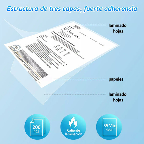 / 200 Pzs Micas Termicas A4 Tamaño Carta Protectores De
