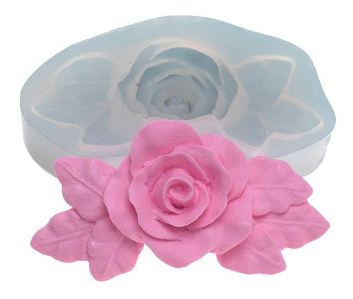 Molde De Silicone 390 - Rosa Grande Com Folhas - Flor