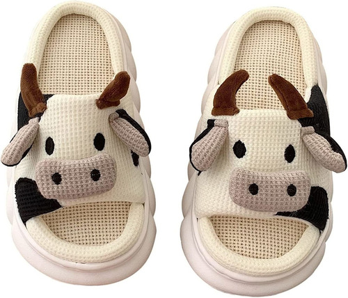 Zapatillas De Vaca De Dibujos Animados Cómodas Zapatillas De