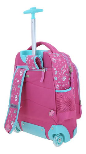Mochila Happy Girl Ajua Primaria Con Carro Hg70161-p Color Rosa