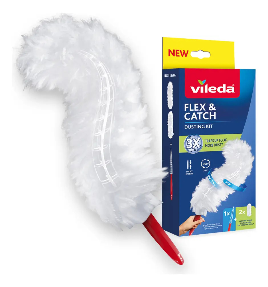 Vileda Flex & Catch Plumero Mango Corto + 2 Repuestos