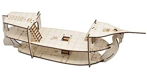3d Rpg Miniatures Ship Wood Laser Cut, 3-level With 1 Grid