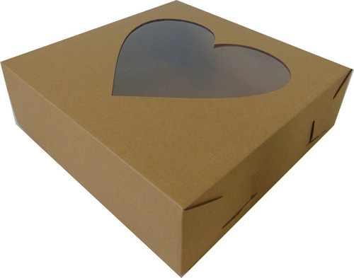 10 Caja De Cartón Para Pastel Corazón Cupcake Panque 26x26x8