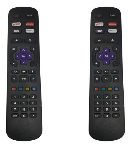 Kit 2 Controle Remoto Compatível Tv Semp Toshiba Roku Smart