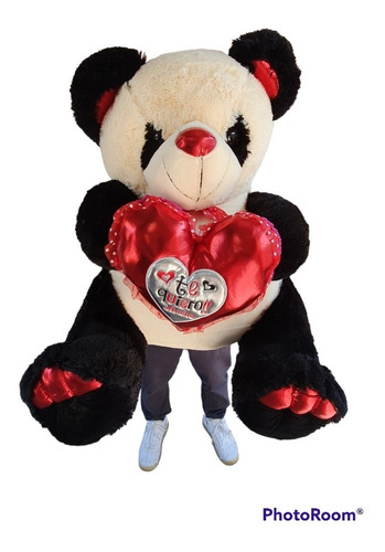 Panda Oso Panda De Peluche Gigante + Corazón Letras Tqm