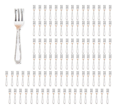 2 Vajilla Para Casa De Muñecas, Accesorios Tenedor De Plata