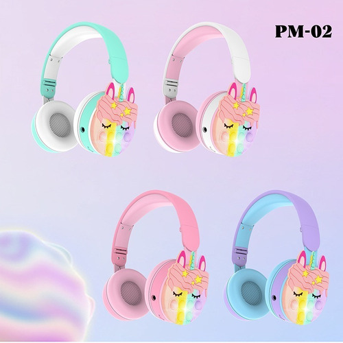 Audifonos Bluetooth Unicornio Popt It Luces Micro Sd Plug