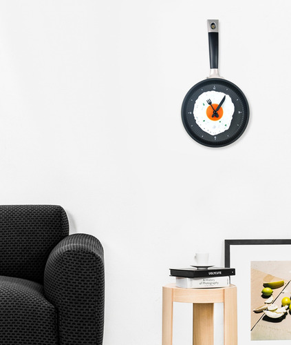 Imagen 4 de 12 de Sartén Huevo Moderno Reloj Cubiertos Cocina