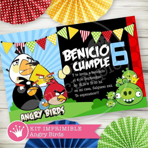 Kit Imprimible Angry Birds Cumpleaños Personalizado 