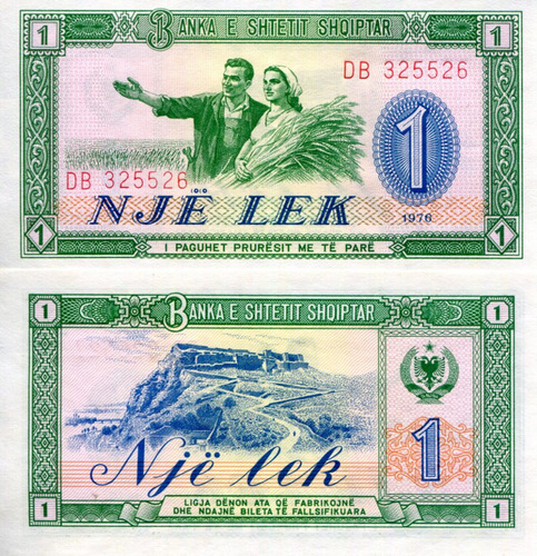 Albania - 1 Lek - Año 1976