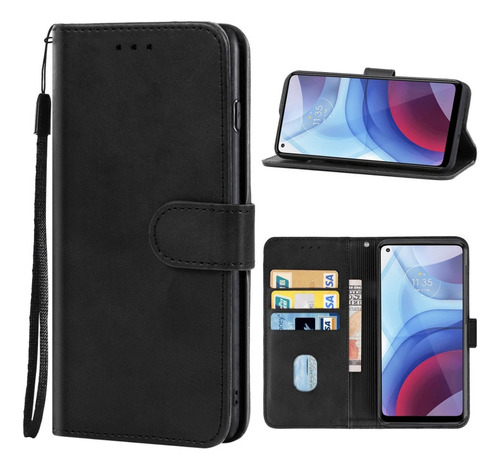 Funda De Teléfono Pu Negra For Motorola Moto G Power 2021