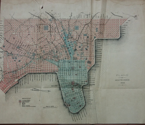 Plano De Montevideo Año 1882 De 36 X 42 Cm