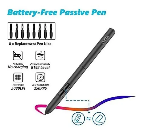 Tableta De Dibujo Grafico Veikk S640, Compatible Con Windows