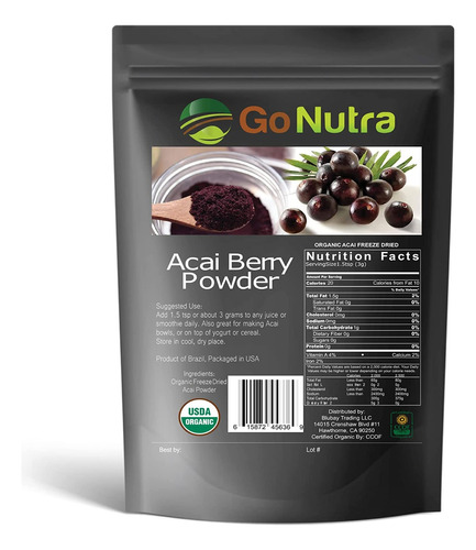 Go Nutra I Freeze Dried Acai Berries For Bowls I 2 Lb