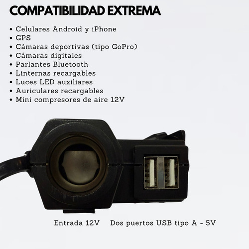 Toma Corriente 12v + Usb