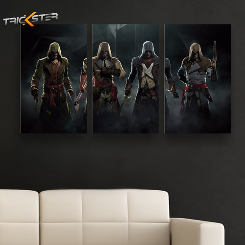 Cuadro Triptico Assassin's Creed Unity Canvas Art