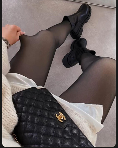Medias Térmicas Malla Afelpada Leggins Traslucidas Moda Dama