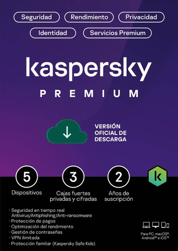 Kaspersky Premium 5 Dispositivos 2 Años